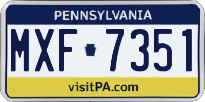 PA license plate MXF7351