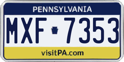 PA license plate MXF7353