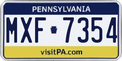 PA license plate MXF7354