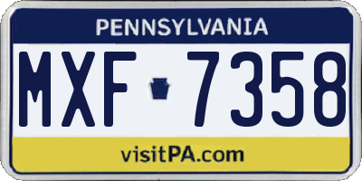 PA license plate MXF7358