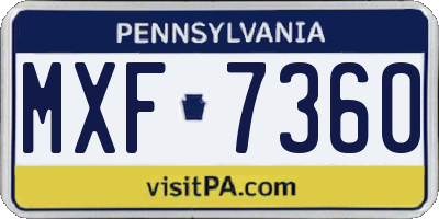 PA license plate MXF7360