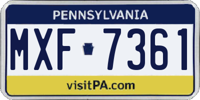 PA license plate MXF7361