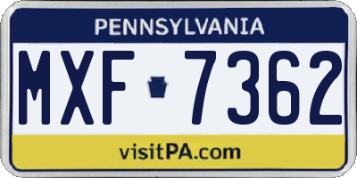 PA license plate MXF7362