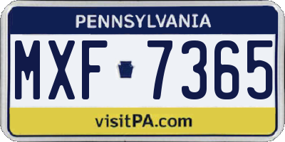 PA license plate MXF7365