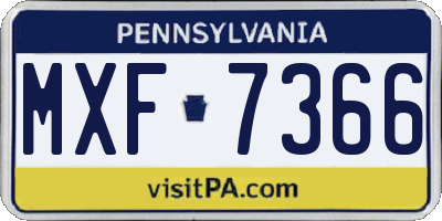 PA license plate MXF7366