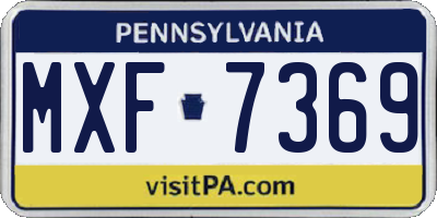 PA license plate MXF7369