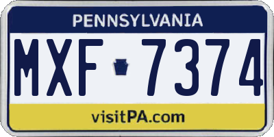 PA license plate MXF7374