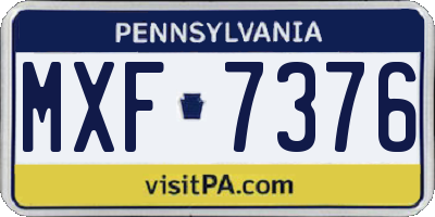 PA license plate MXF7376