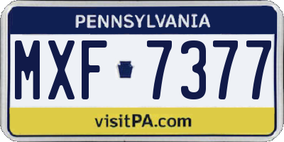 PA license plate MXF7377