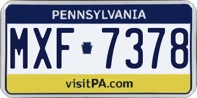 PA license plate MXF7378