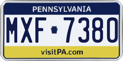 PA license plate MXF7380