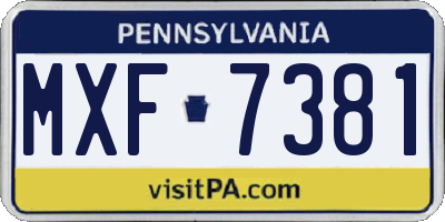PA license plate MXF7381