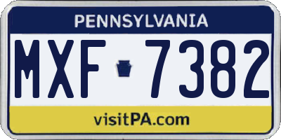 PA license plate MXF7382