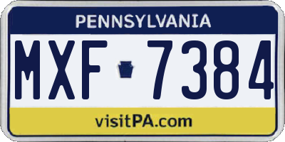 PA license plate MXF7384