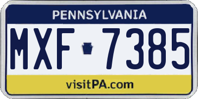 PA license plate MXF7385
