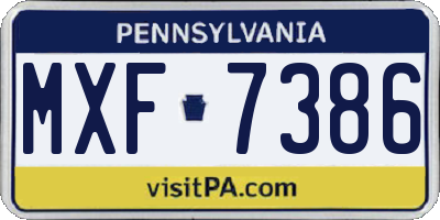 PA license plate MXF7386