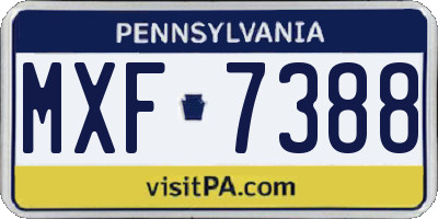 PA license plate MXF7388