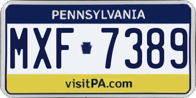 PA license plate MXF7389