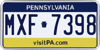 PA license plate MXF7398