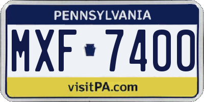 PA license plate MXF7400