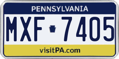 PA license plate MXF7405