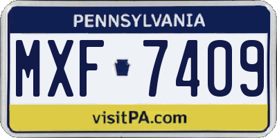 PA license plate MXF7409