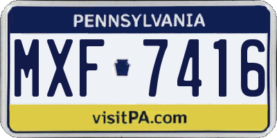 PA license plate MXF7416