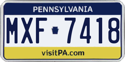 PA license plate MXF7418