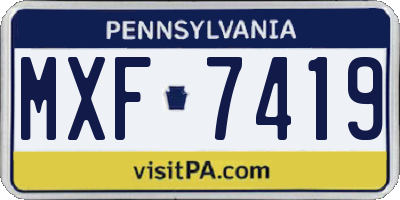 PA license plate MXF7419