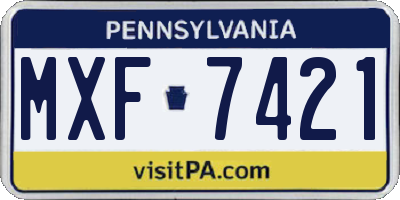 PA license plate MXF7421