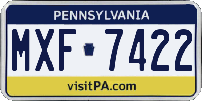 PA license plate MXF7422