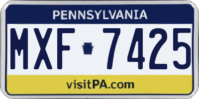 PA license plate MXF7425