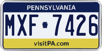 PA license plate MXF7426