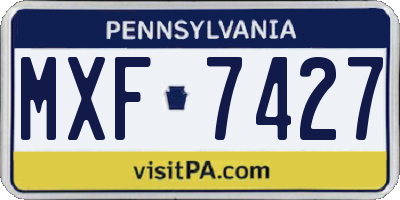 PA license plate MXF7427