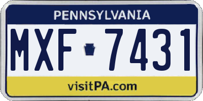 PA license plate MXF7431
