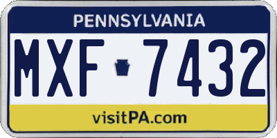 PA license plate MXF7432