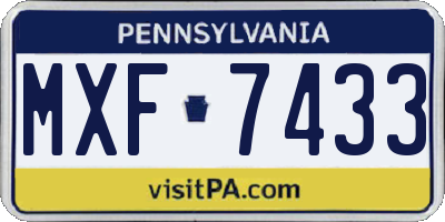 PA license plate MXF7433