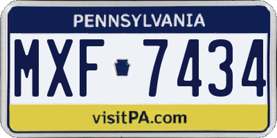 PA license plate MXF7434