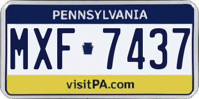 PA license plate MXF7437