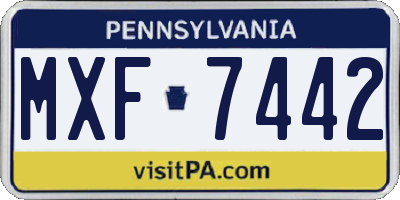 PA license plate MXF7442
