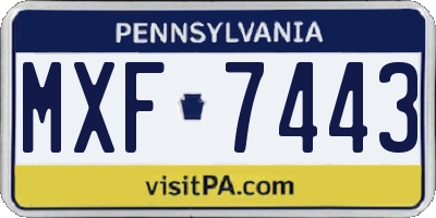 PA license plate MXF7443