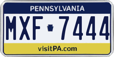 PA license plate MXF7444