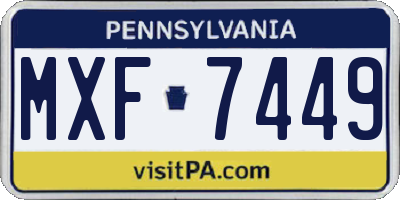PA license plate MXF7449
