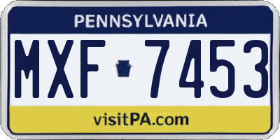 PA license plate MXF7453