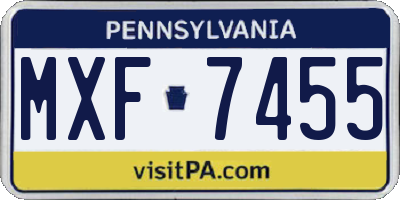 PA license plate MXF7455
