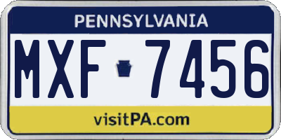 PA license plate MXF7456