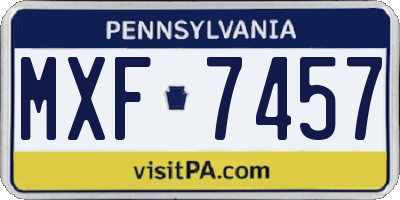 PA license plate MXF7457