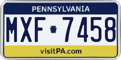 PA license plate MXF7458
