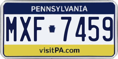 PA license plate MXF7459