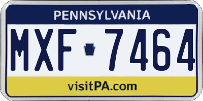 PA license plate MXF7464
